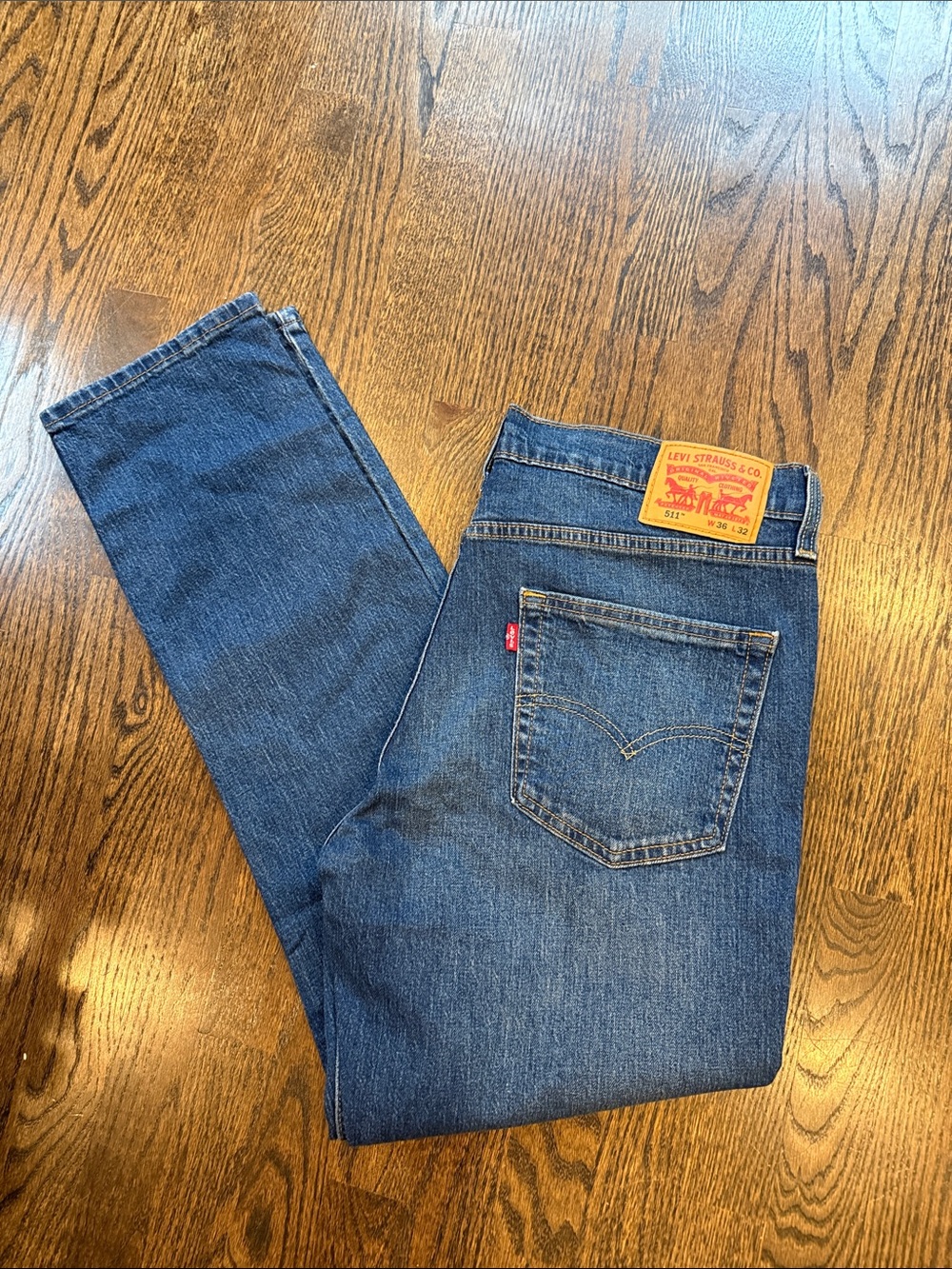 Levi's Men's Dark Blue Straight Leg Denim Jeans 511 36x32